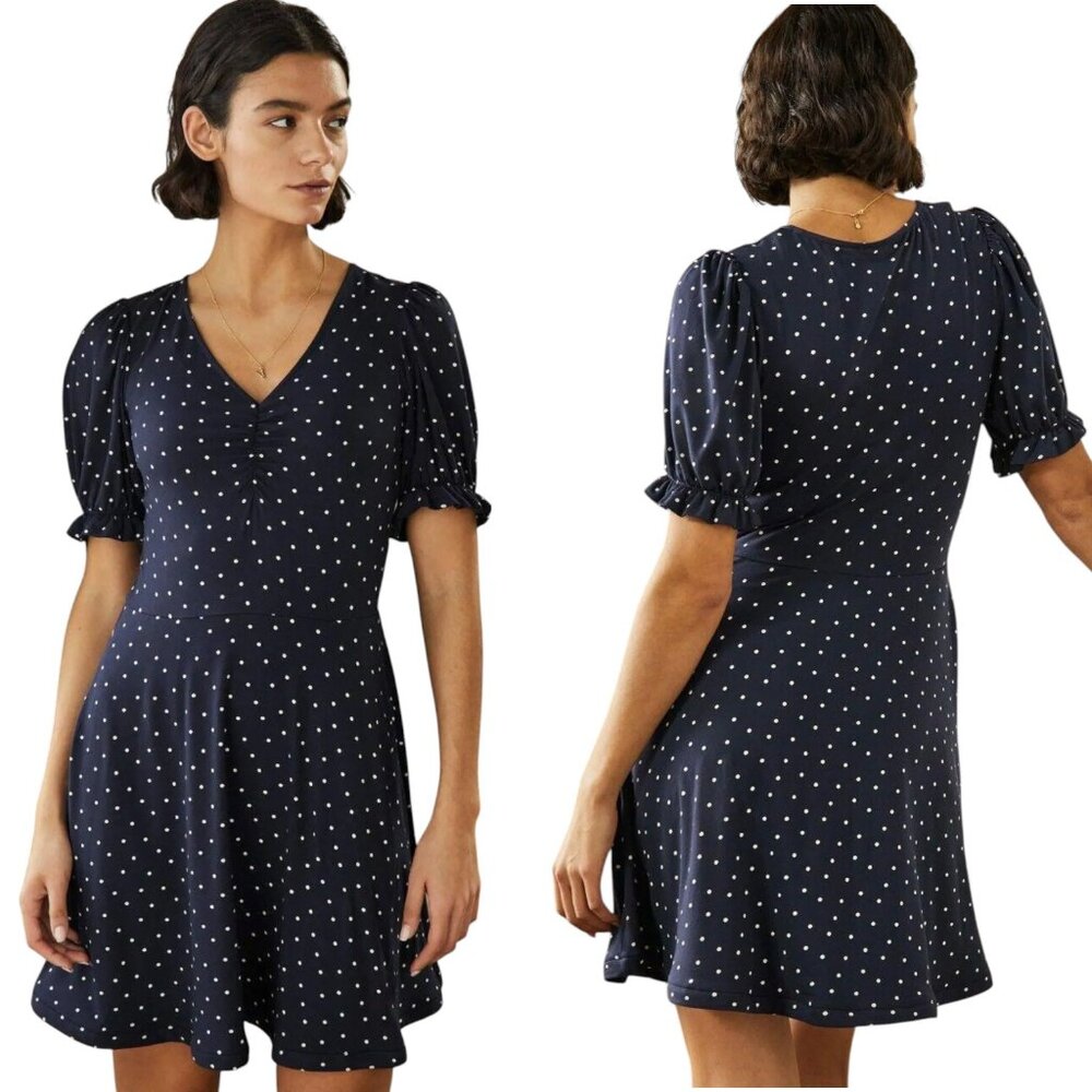 Boden Navy Blue Polka Dot Mini Dress